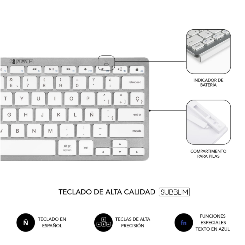 Teclado + mouse sem fio Subblim / compatível com Apple