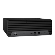 PC sobremesa HP EliteDesk 800 G6 SFF visto desde ángulo frontal-derecho, con chasis negro, logo HP,