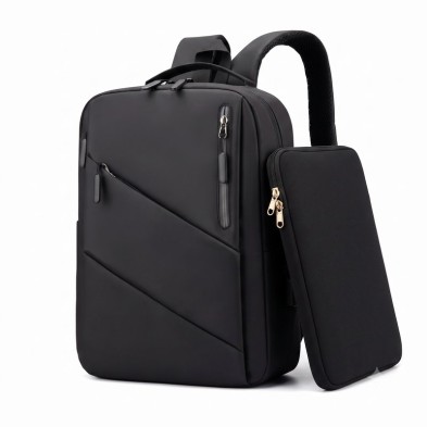 Pack Wasserdichter Smart-Rucksack mit USB-Ladeanschluss + Neopren-Schutzhülle Schwarz 14"