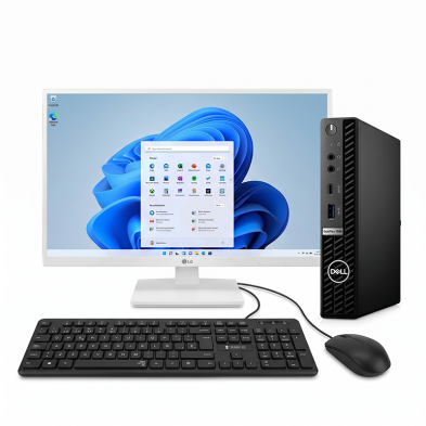 Dell OptiPlex 7090 Micro i5 PC Pack + 24" White LG Monitor + Keyboard and Mouse