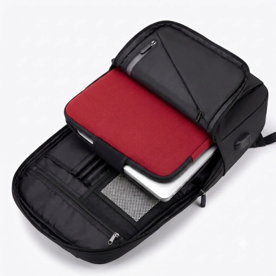 copy of Pack Wasserdichter Smart-Rucksack mit USB-Ladeanschluss + Neopren-Schutzhülle Rot  14"