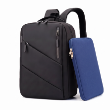 Pack Sac à dos intelligent imperméable avec port de charge USB + Housse de protection en néoprène 14" bleue