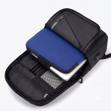 Pack Sac à dos intelligent imperméable avec port de charge USB + Housse de protection en néoprène 14" bleue
