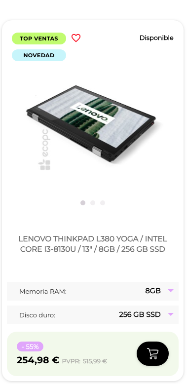 LENOVO THINKPAD L380 YOGA / INTEL CORE I3-8130U / 13" / 8GB / 256 GB SSD