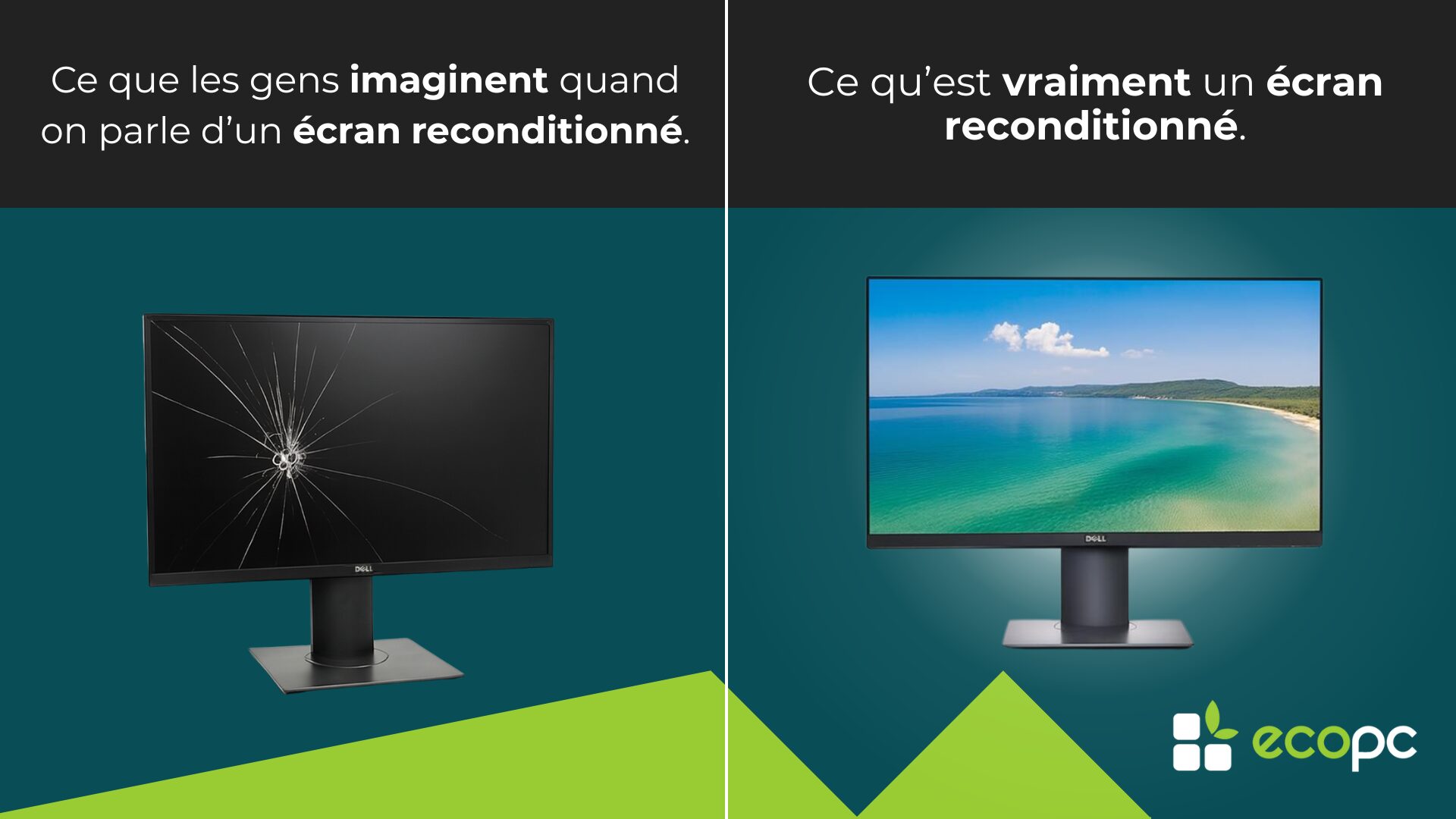 Ce que les gens imaginent quand on parle d’un écran reconditionné - Ce qu’est vraiment un écran reconditionné.