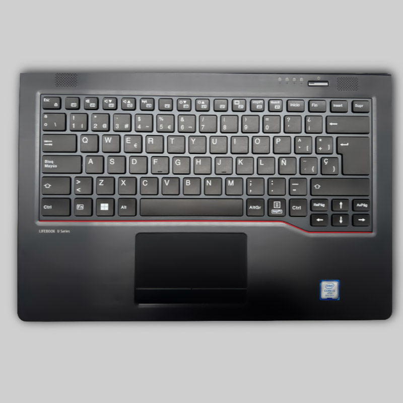 Portátil Fujitsu con teclado español acabado premium sin pegatinas
